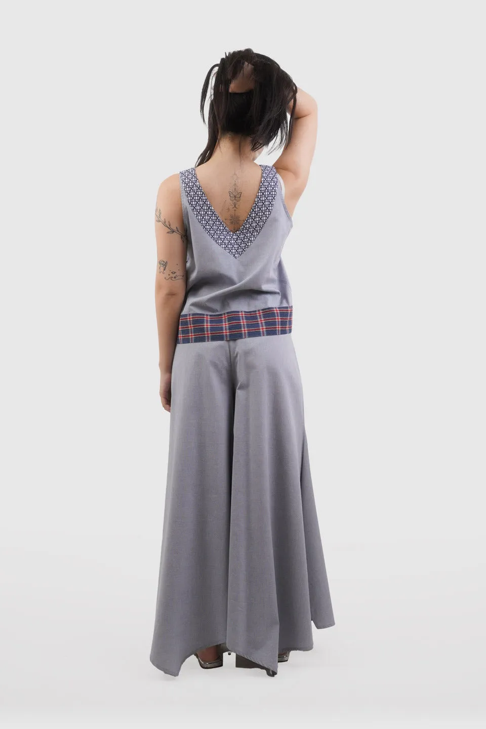 Light Grey Cotton Sleeveless Shirt | Ada