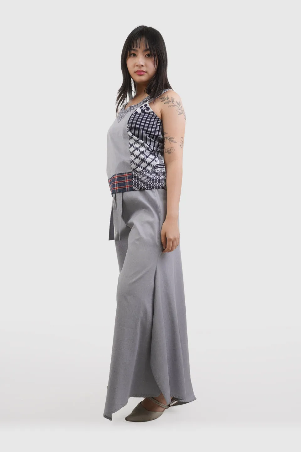 Light Grey Cotton Sleeveless Shirt | Ada