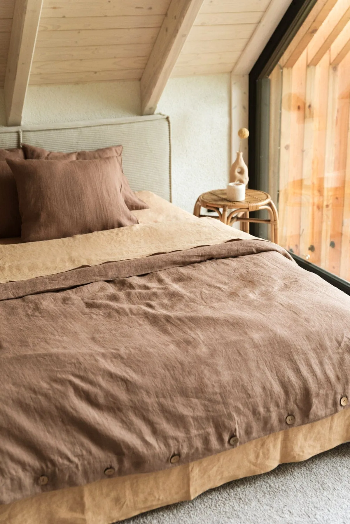 Linen pillowcase in Rosy Brown