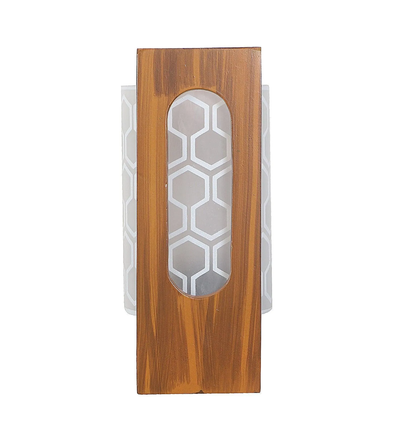 Lisma Brown Wood & Glass Modern Wall Mount Lamp Light For Home Decor