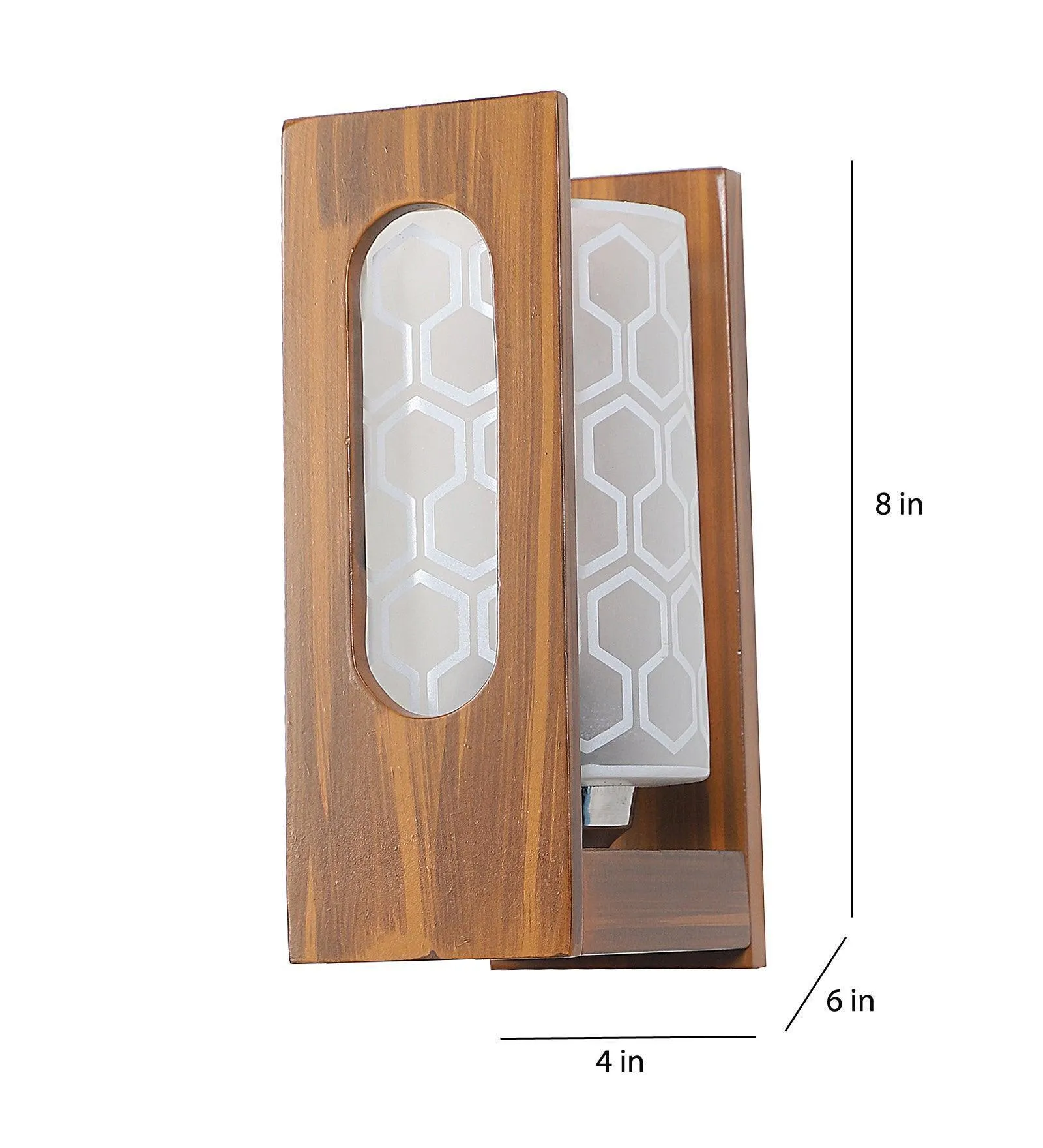 Lisma Brown Wood & Glass Modern Wall Mount Lamp Light For Home Decor