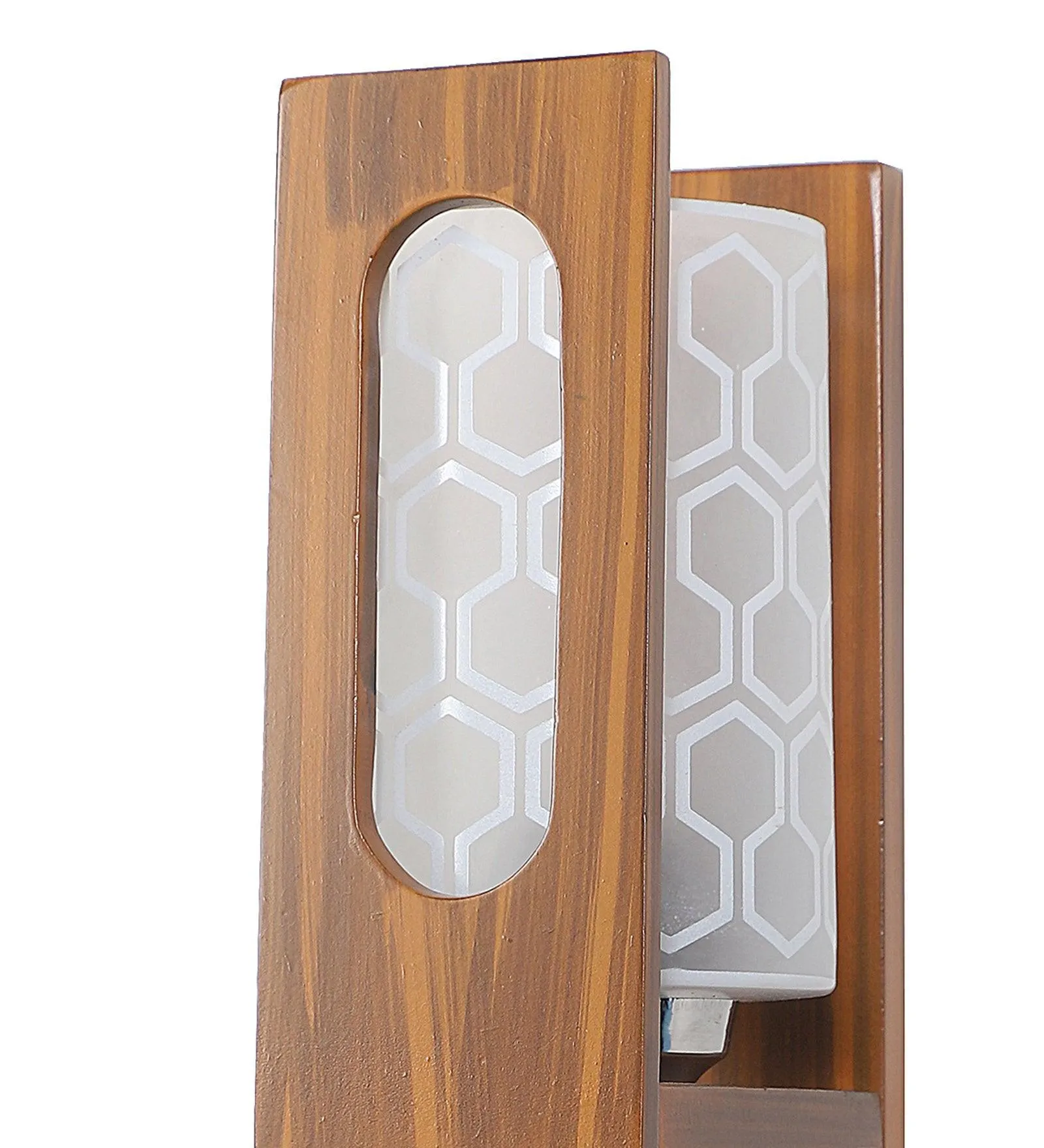 Lisma Brown Wood & Glass Modern Wall Mount Lamp Light For Home Decor