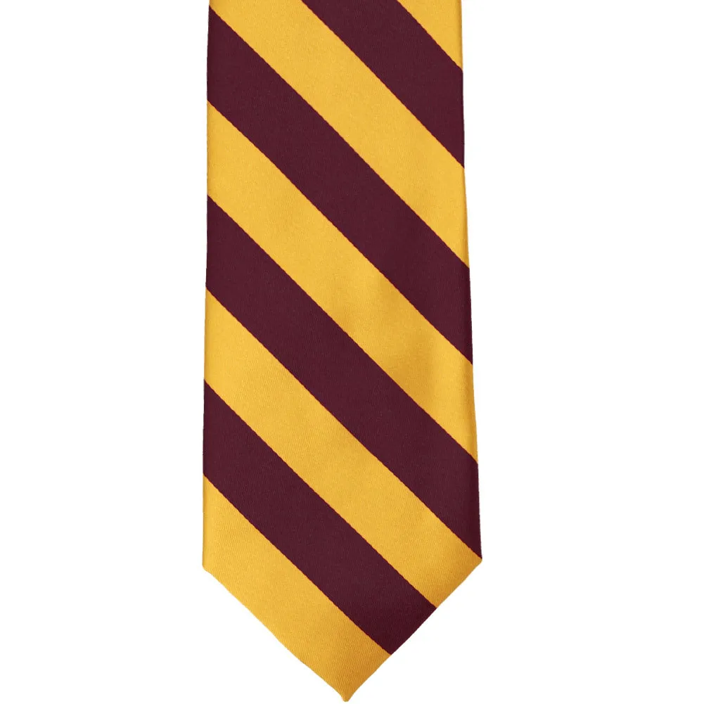 Maroon and Golden Yellow Striped Tie