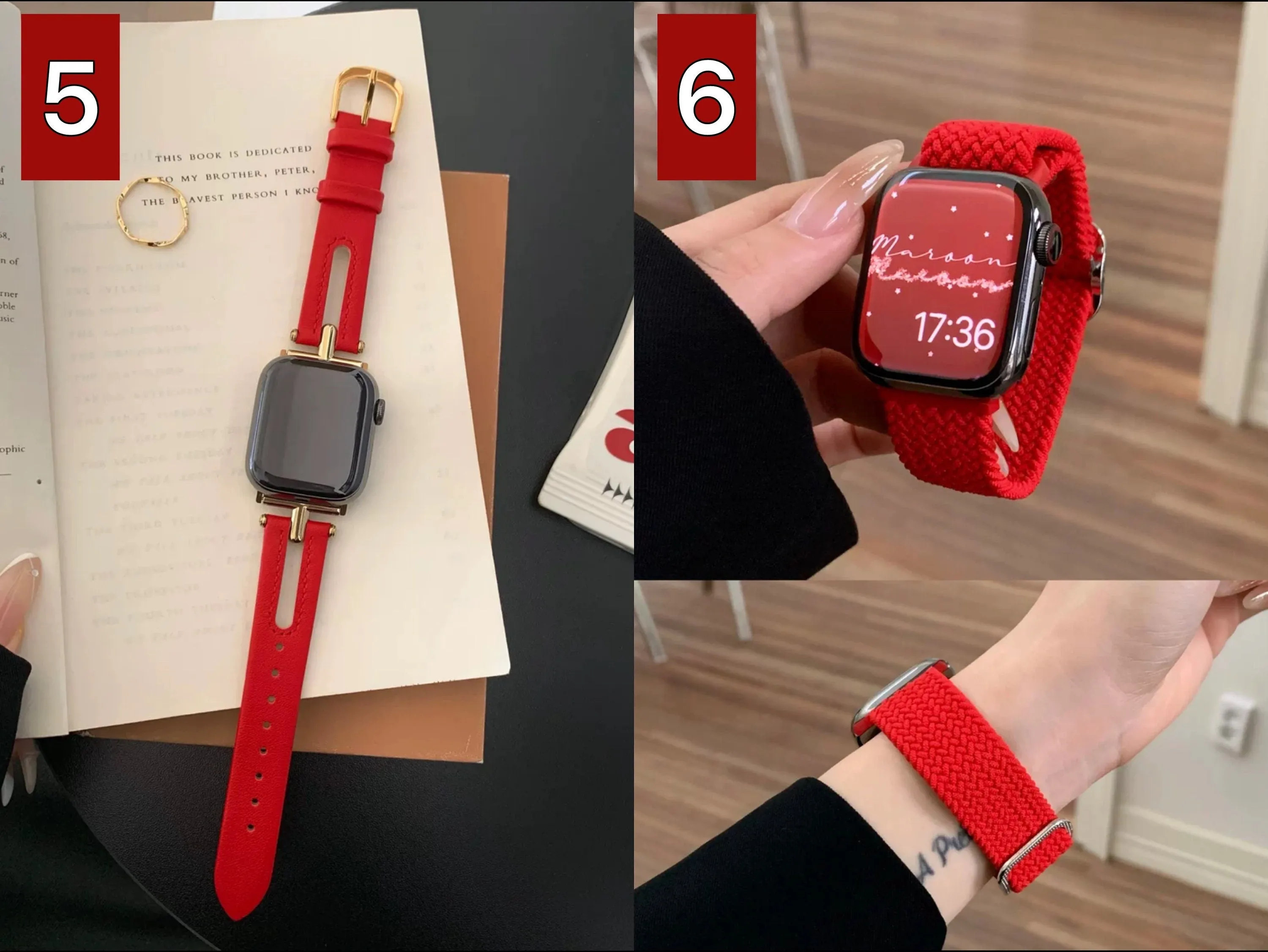 Minimalist Elegant Red Retro PU Leather Design Strap Watch Band Series 12 3 4 5 6 7 8 9 Ultra Generation 38mm 40mm 41mm 42mm 44mm 45mm 49mm
