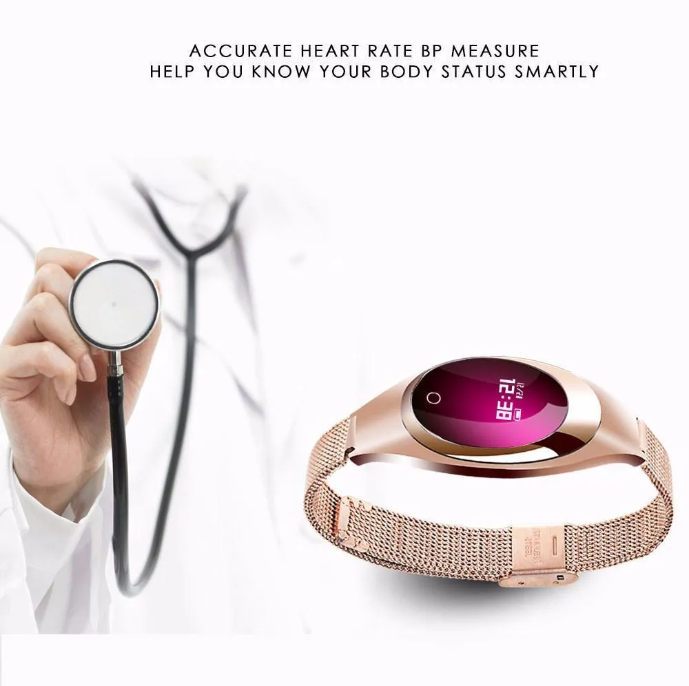 New Ladies Heart Rate Monitor Pedometer Fitness Tracker Smart Watch For Android IOS
