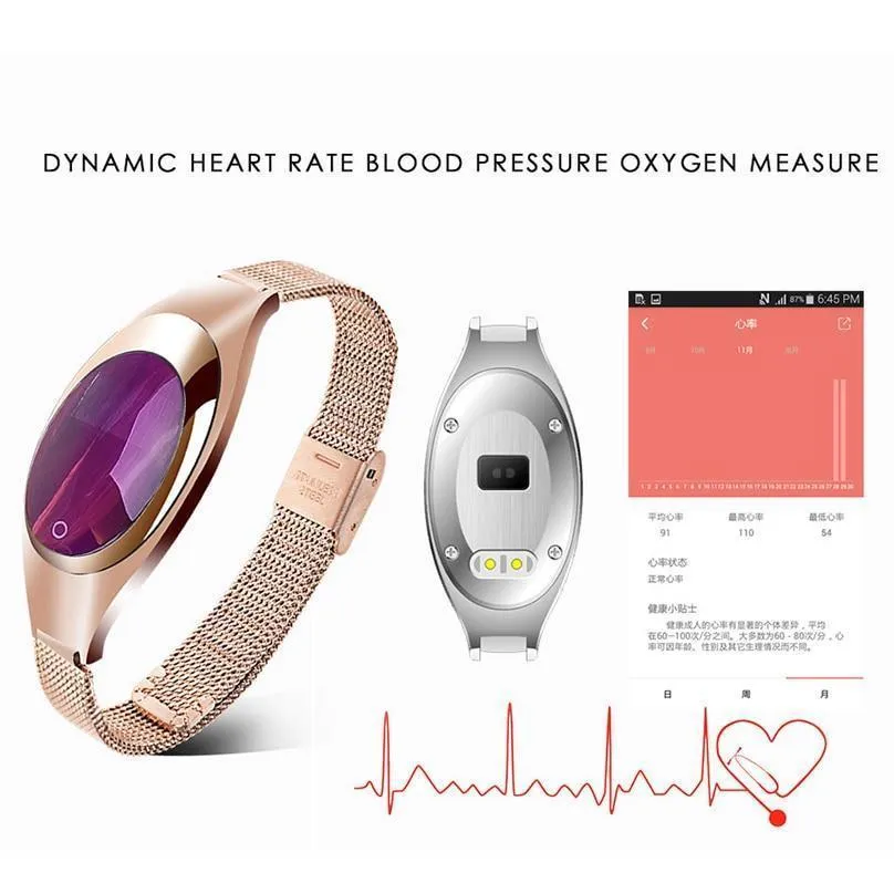 New Ladies Heart Rate Monitor Pedometer Fitness Tracker Smart Watch For Android IOS