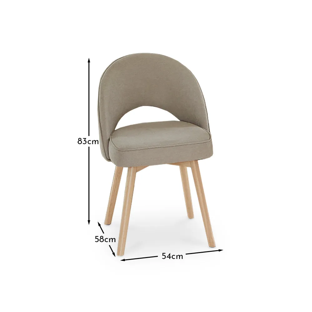 Outlet - Marilyn Dining Chairs - Set of 2 - Soft Beige with Whitewash Oak Legs