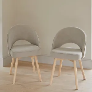 Outlet - Marilyn Dining Chairs - Set of 2 - Soft Beige with Whitewash Oak Legs