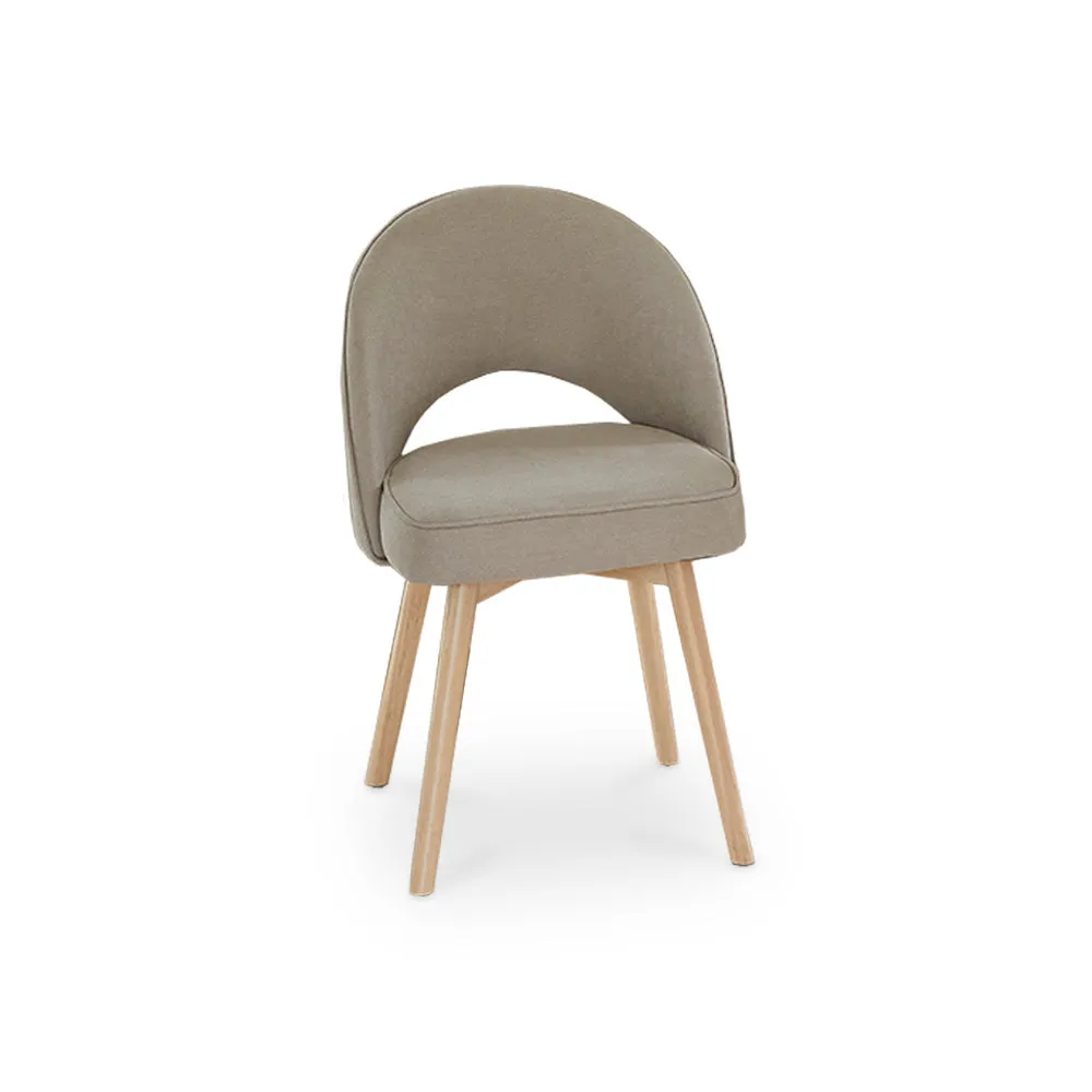 Outlet - Marilyn Dining Chairs - Set of 2 - Soft Beige with Whitewash Oak Legs
