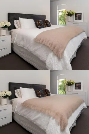 Paper Beige Mohair Throw Blanket