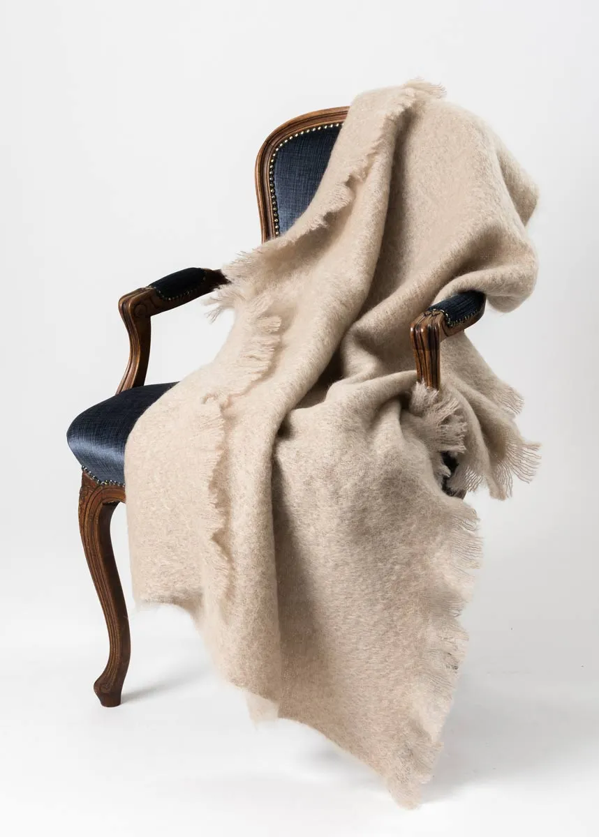 Paper Beige Mohair Throw Blanket