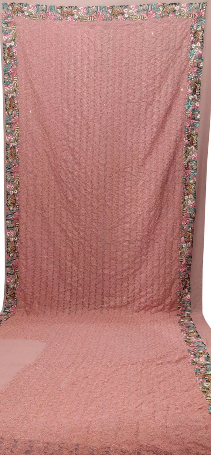 Parsi Gara Georgette Saree: Exquisite Pink Hand Embroidery