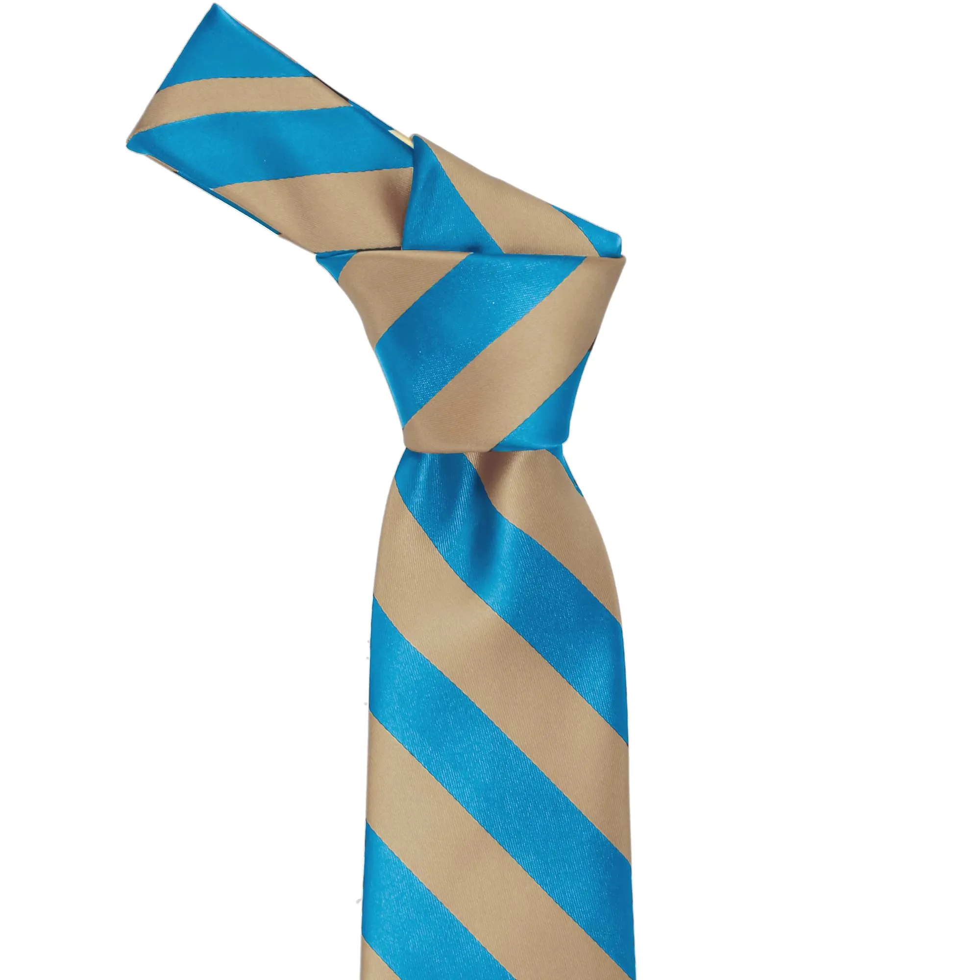 Peacock Blue and Tan Striped Tie