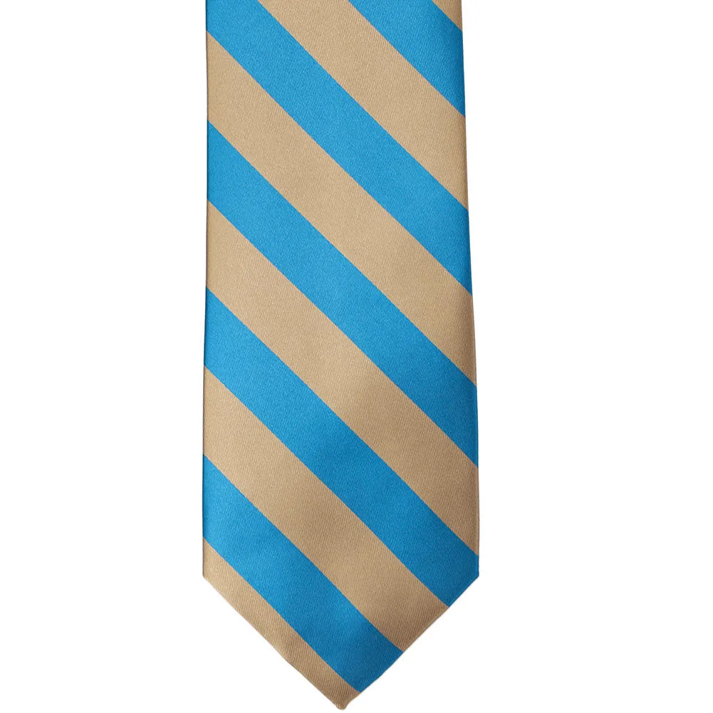 Peacock Blue and Tan Striped Tie