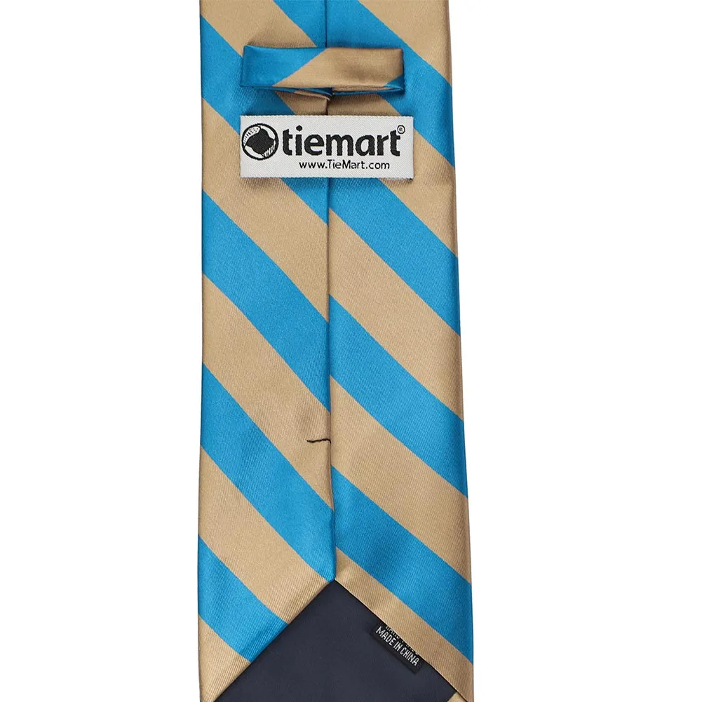 Peacock Blue and Tan Striped Tie