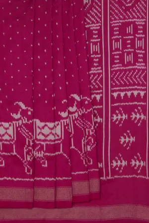 Pochampally Ikat Silk Magenta-Pink Saree