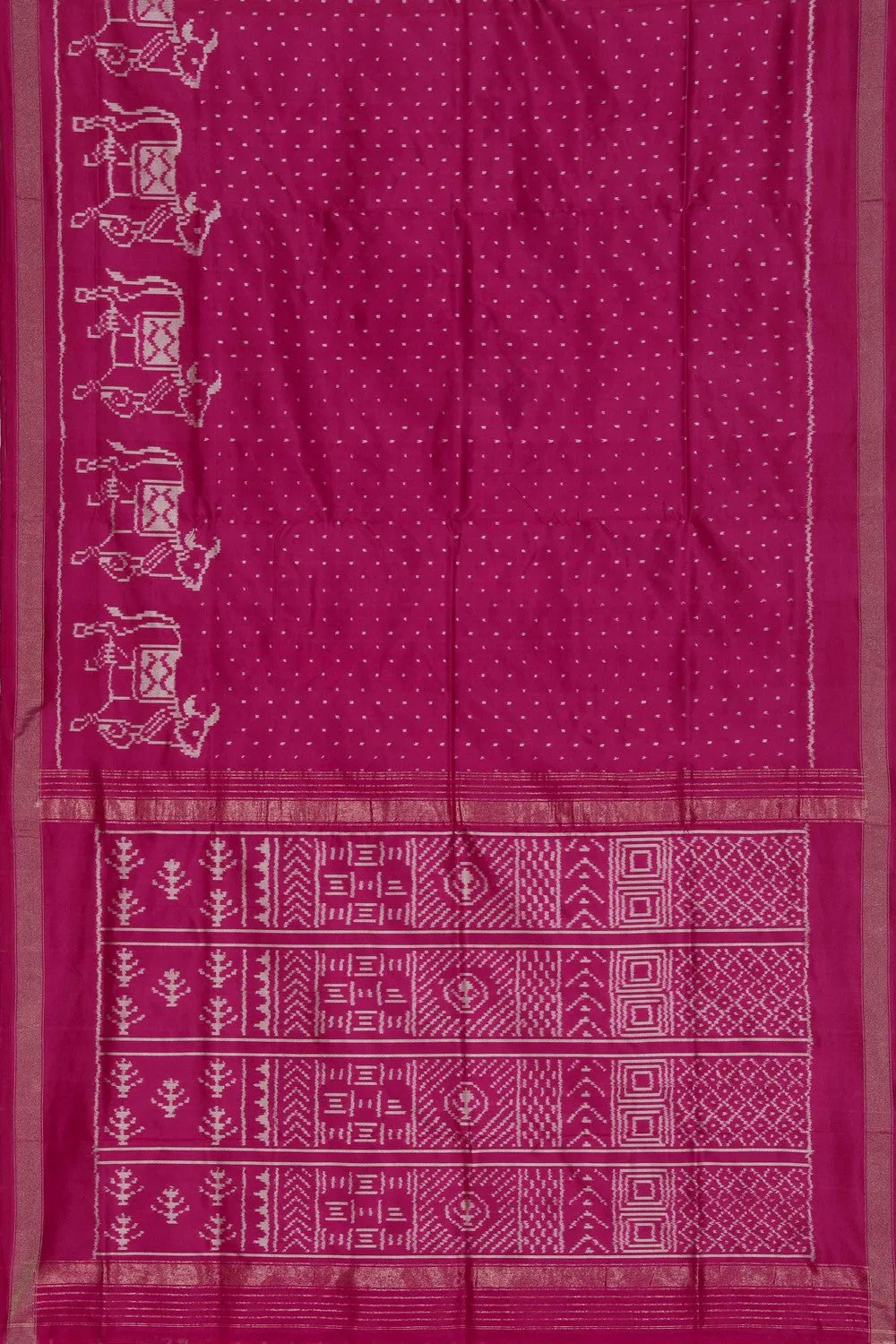 Pochampally Ikat Silk Magenta-Pink Saree