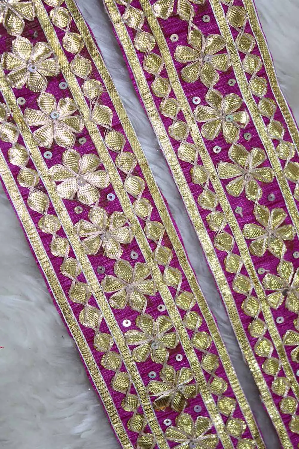 Purple Floral Gota Work Lace: Exquisite Elegance for Striking Designs