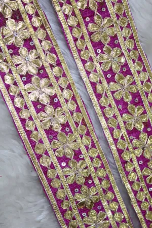 Purple Floral Gota Work Lace: Exquisite Elegance for Striking Designs