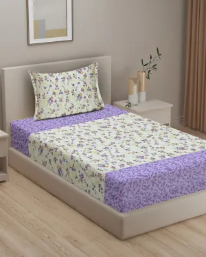 Purple Veda Pure Cotton Single Bedsheet With Pillow Cover | 90 x 60 inches