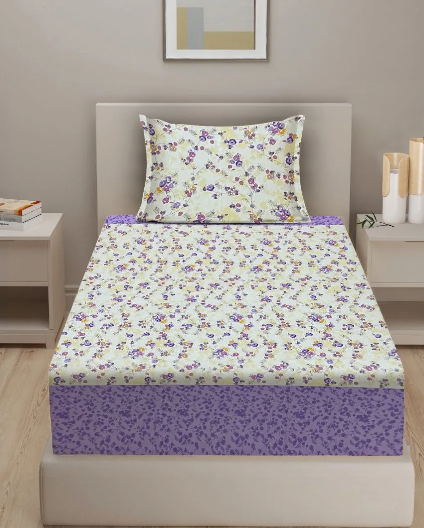 Purple Veda Pure Cotton Single Bedsheet With Pillow Cover | 90 x 60 inches
