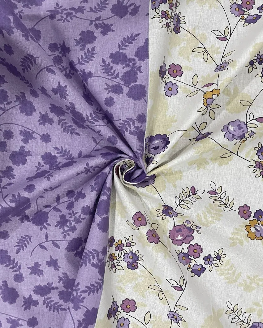 Purple Veda Pure Cotton Single Bedsheet With Pillow Cover | 90 x 60 inches