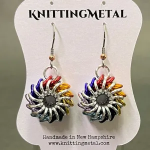 Rainbow whirlybird earrings