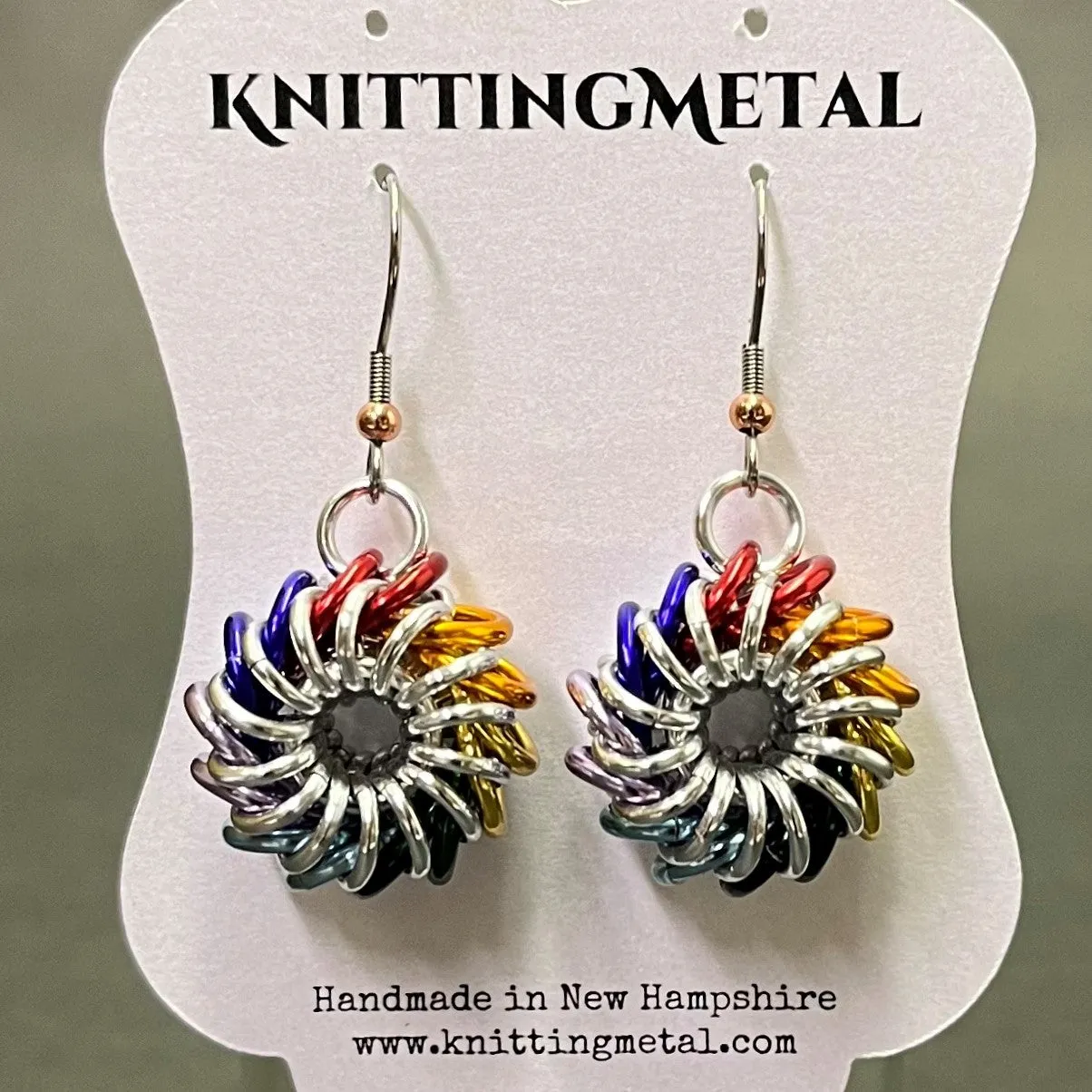 Rainbow whirlybird earrings