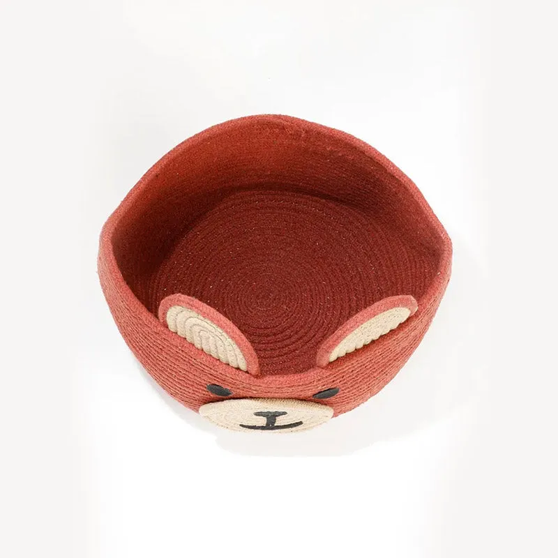 Red Animal Face Look Kids Cotton Basket | 10 x 9 Inches