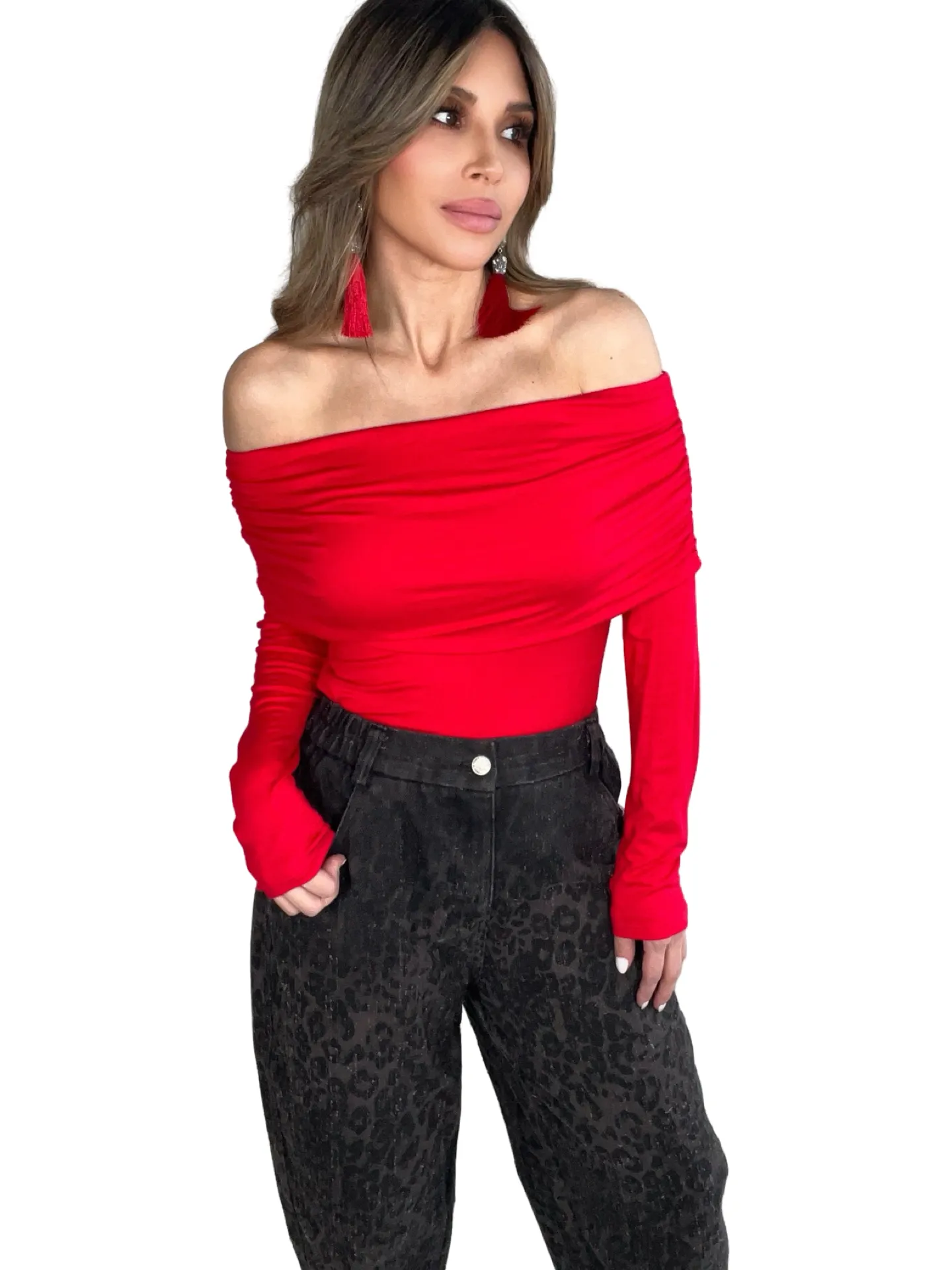 Red Off The Shoulder Top