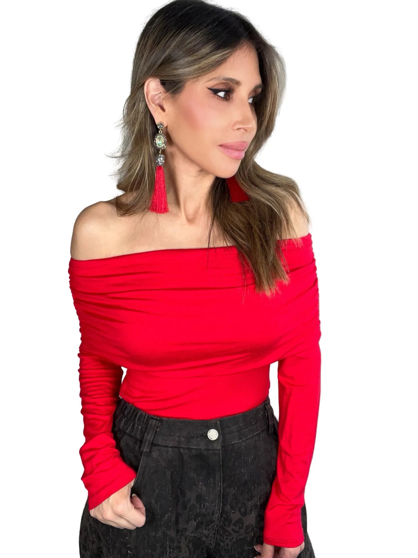 Red Off The Shoulder Top