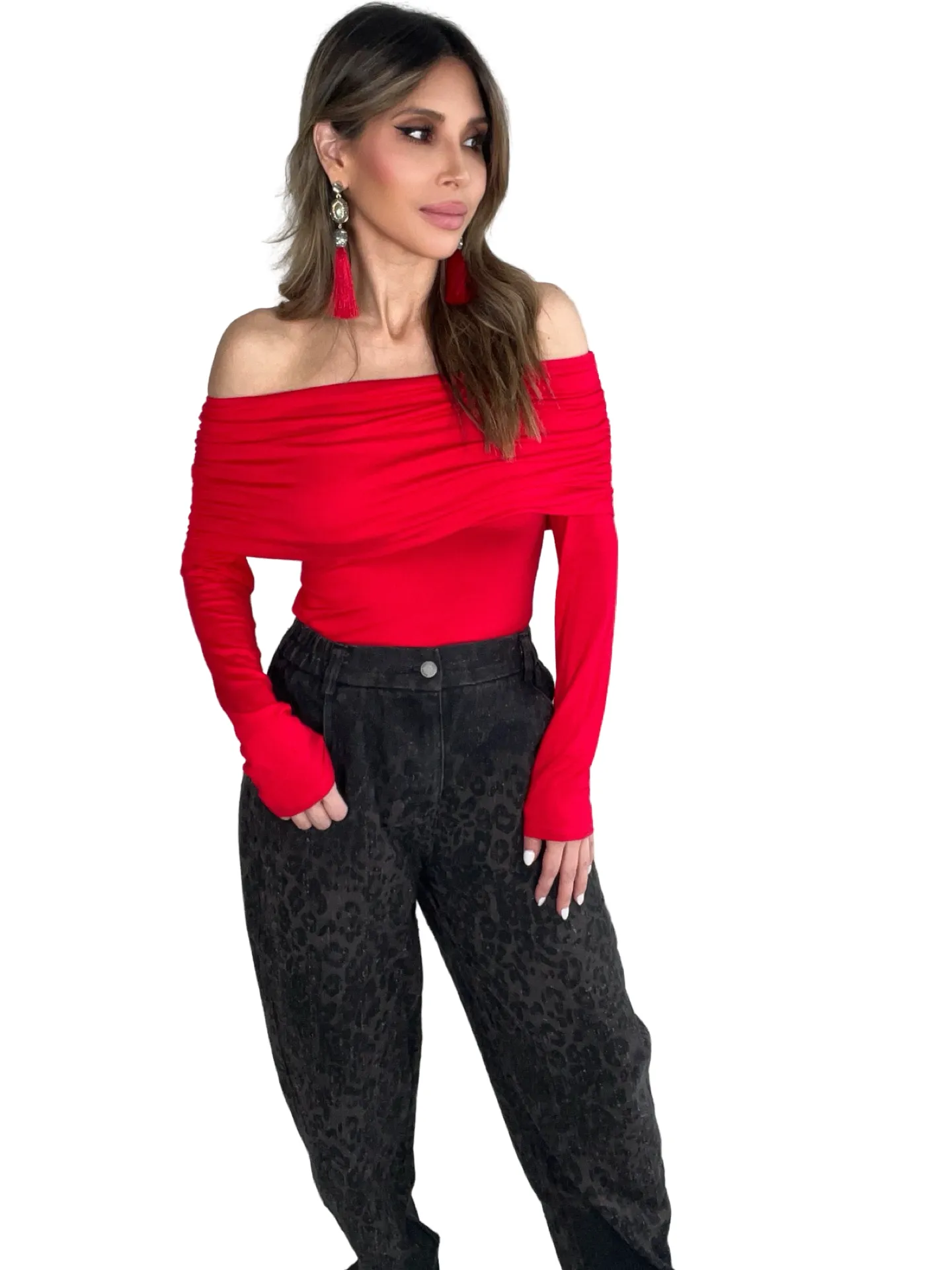 Red Off The Shoulder Top