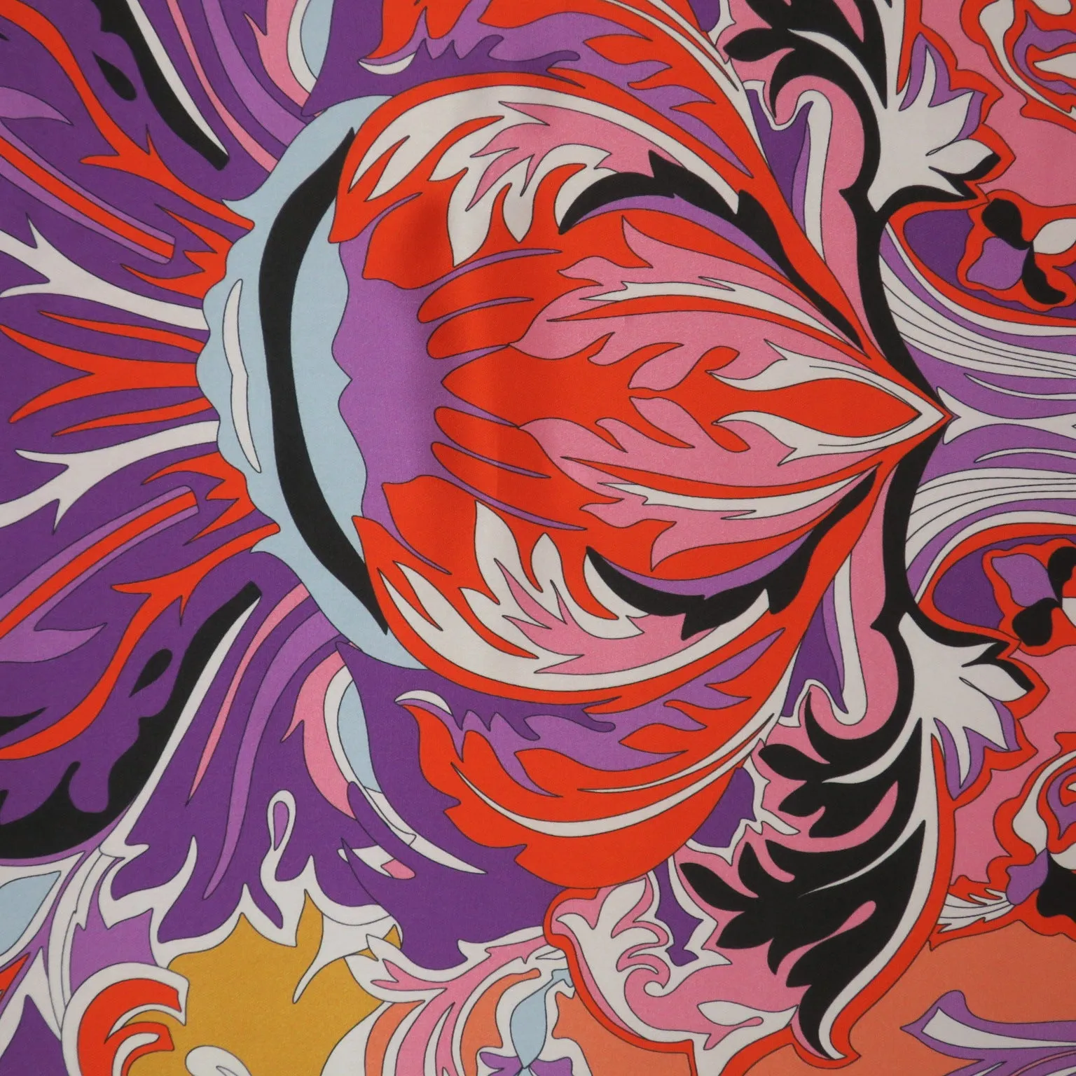 Red, Pink and Purple Abstract Printed Silk Charmeuse Fabric