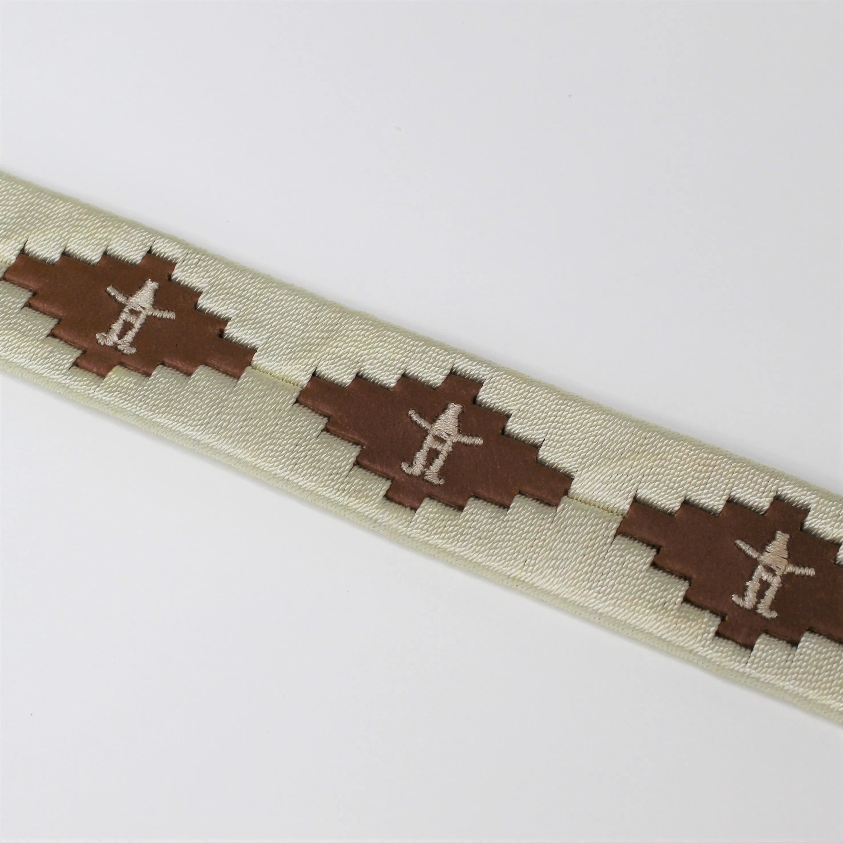 RH Embroidered Leather Belt - Ivory