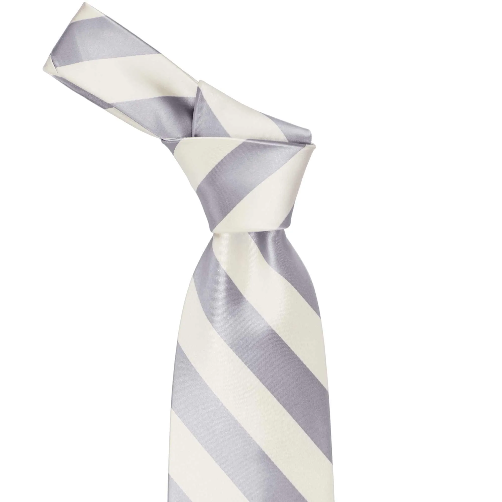 Silver and Ivory Striped Tie