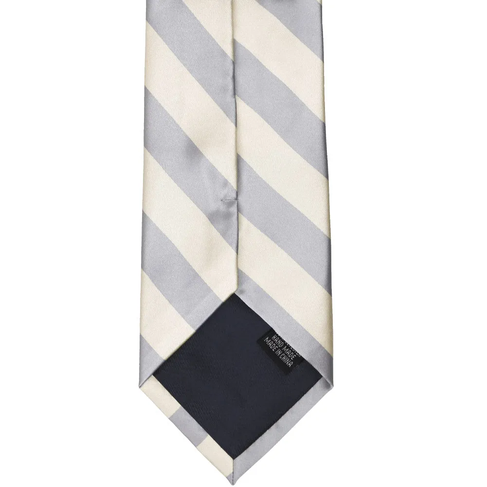 Silver and Ivory Striped Tie