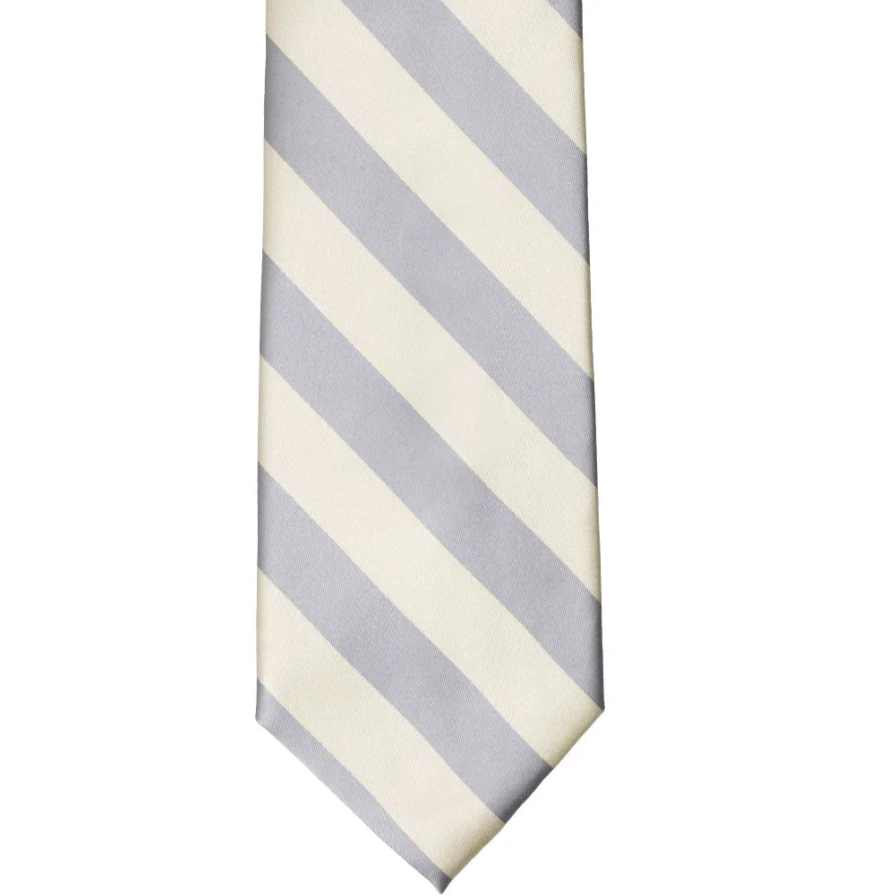 Silver and Ivory Striped Tie