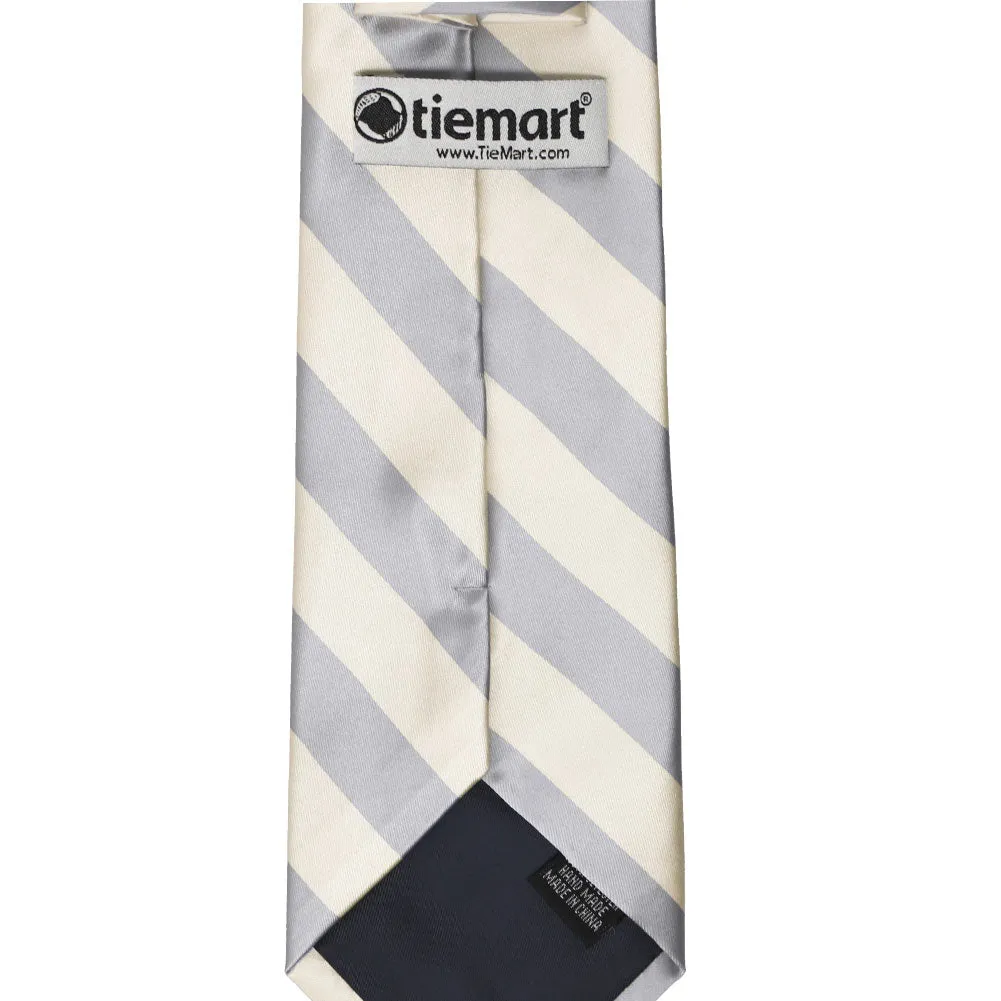Silver and Ivory Striped Tie