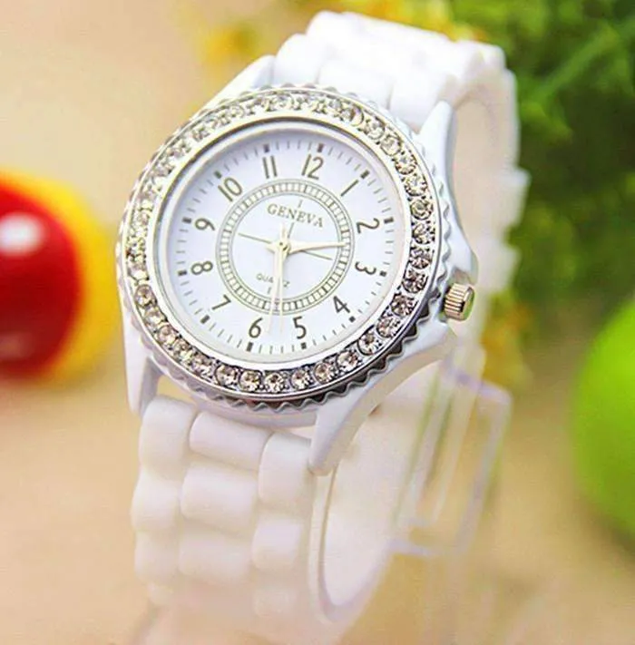 Sparkly Silky Silicone Watch in White