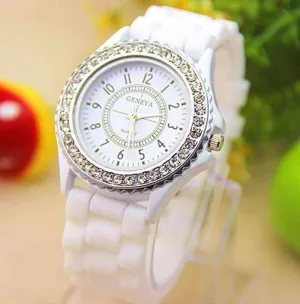 Sparkly Silky Silicone Watch in White