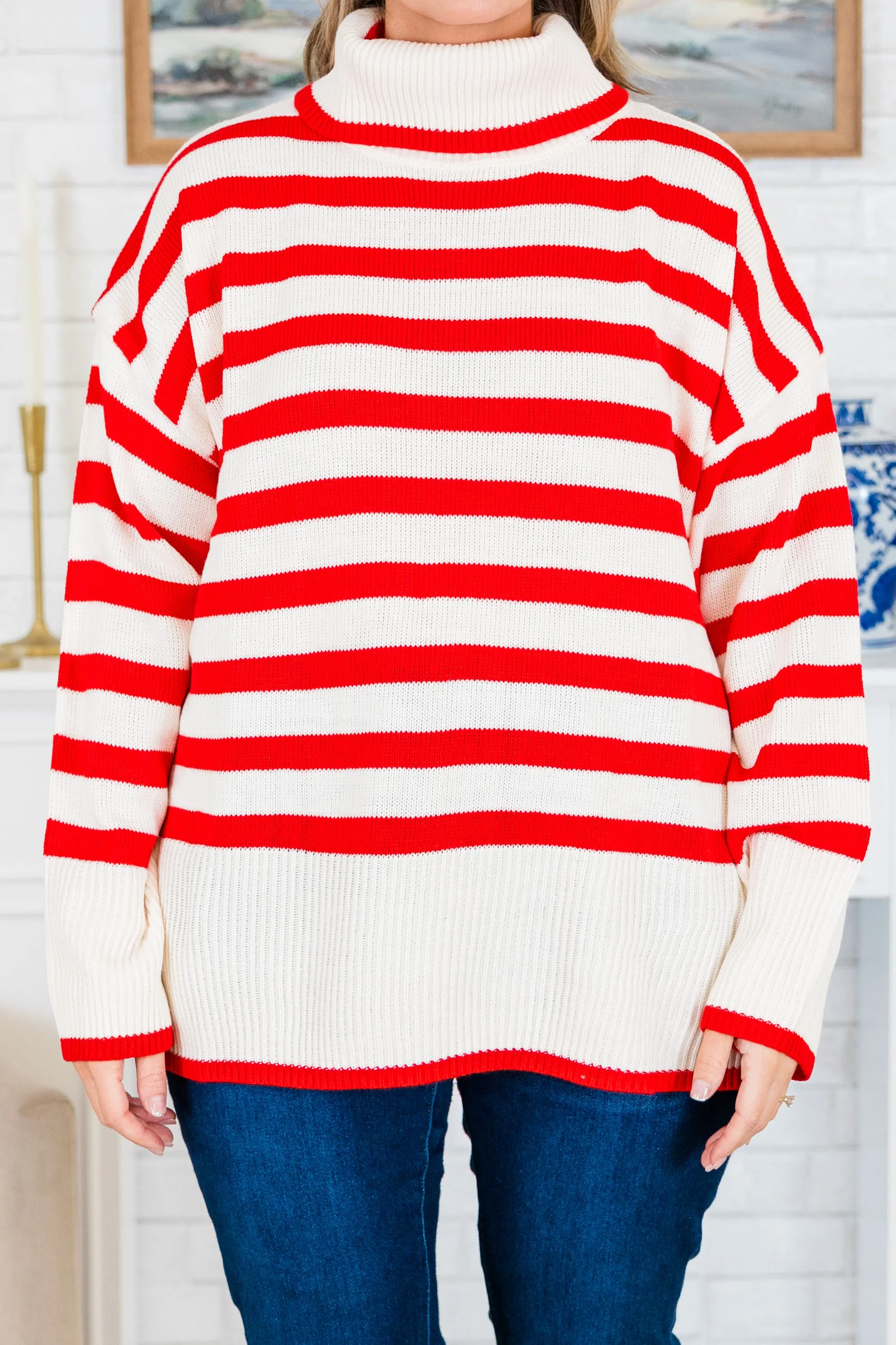 Striped Moments Sweater, Red