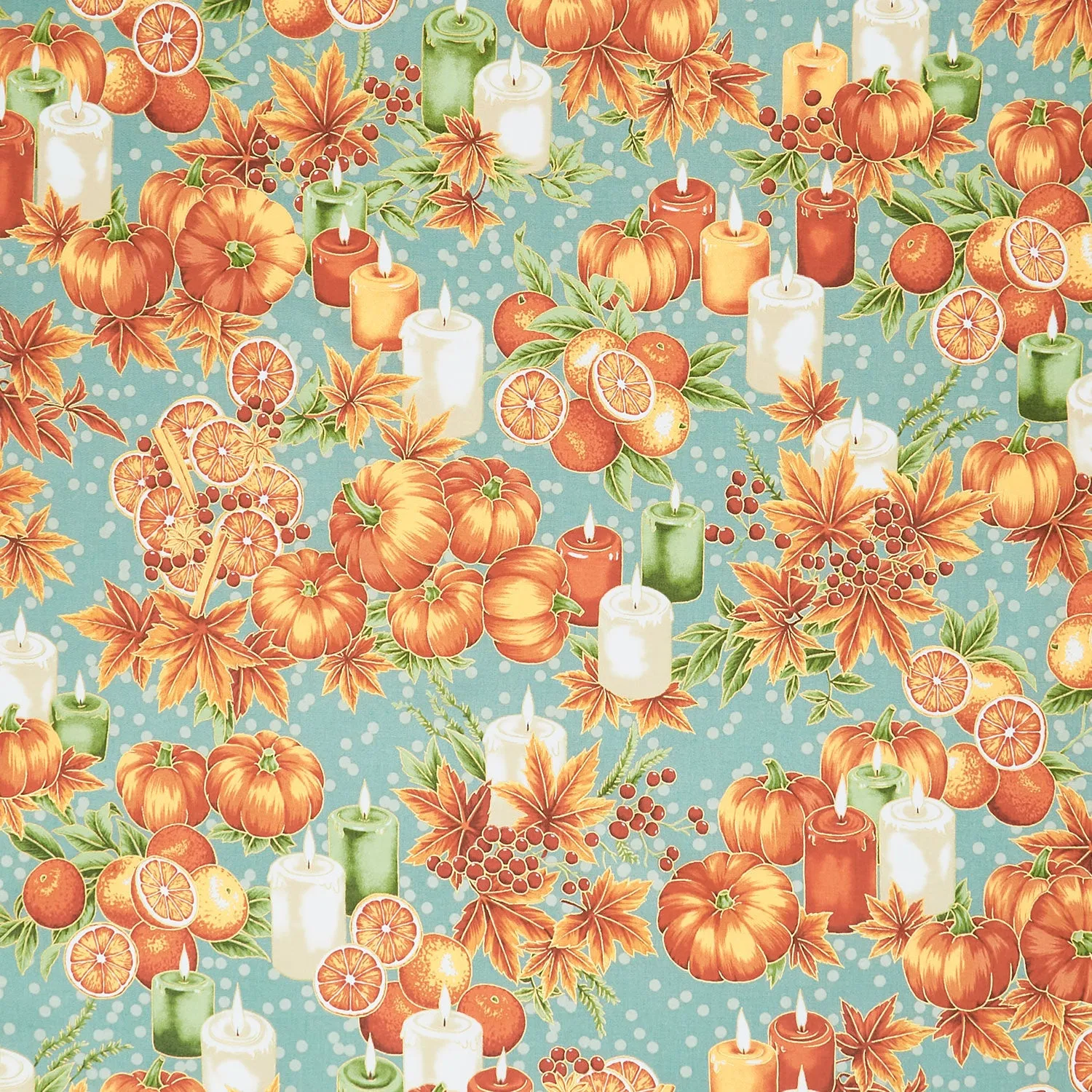 Sweet Pumpkin Spice - Candles Eucalyptus Metallic Yardage