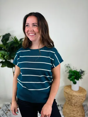 Taking It Teal Striped Pullover