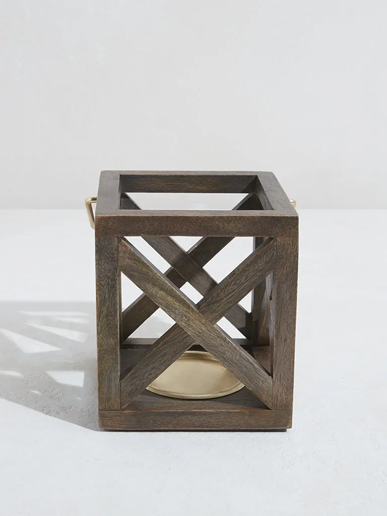 Westside Home Brown Wooden Cross Candle Stand-Small